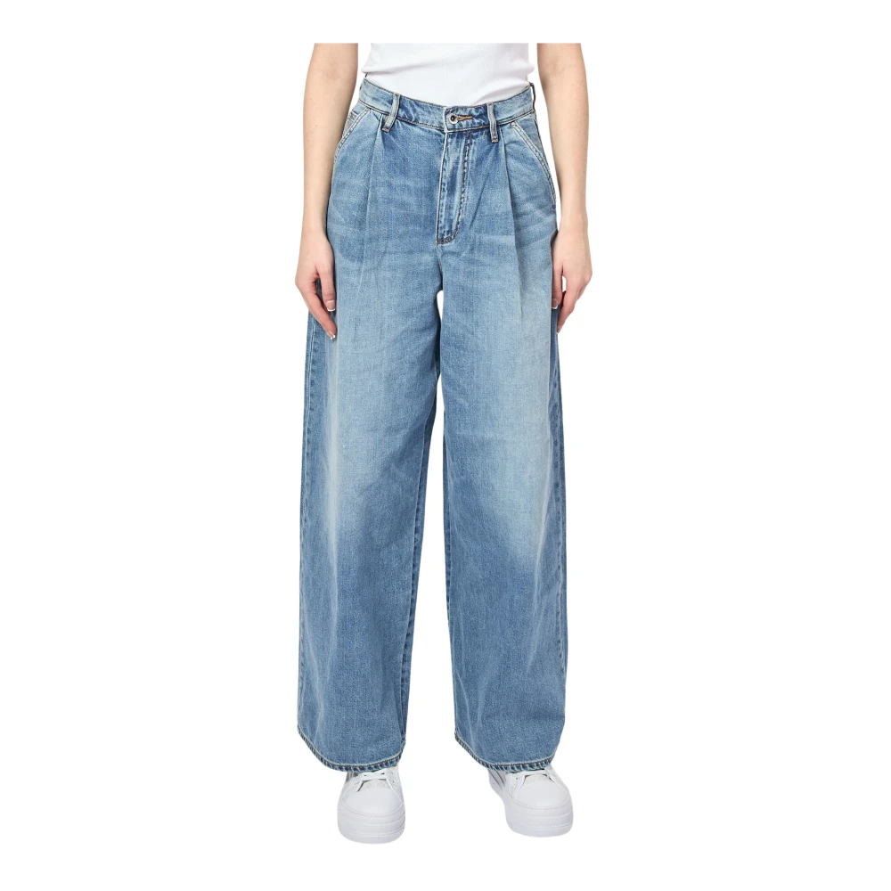 Armani Exchange Women's Blue Wide Leg Jeans