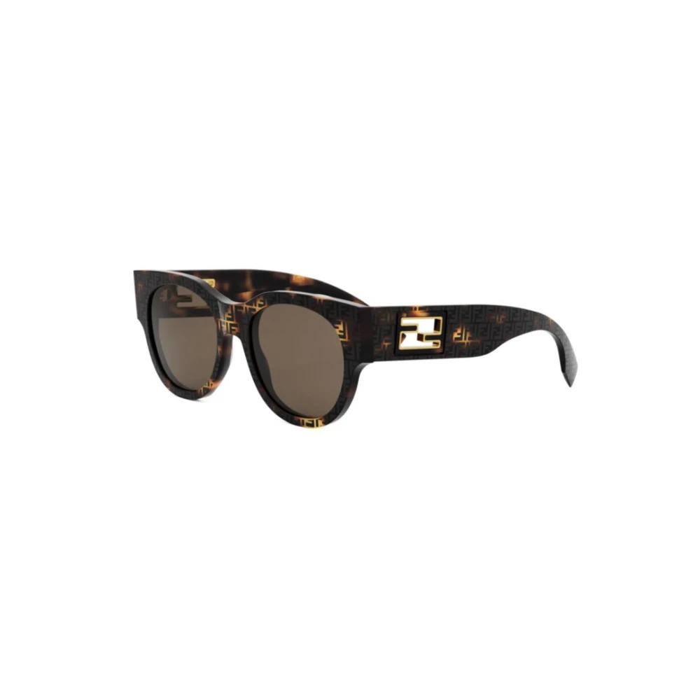 Fendi , Sunglasses, Unisex, Brown, 53 Mm, Round Baguette Havana Sunglasses