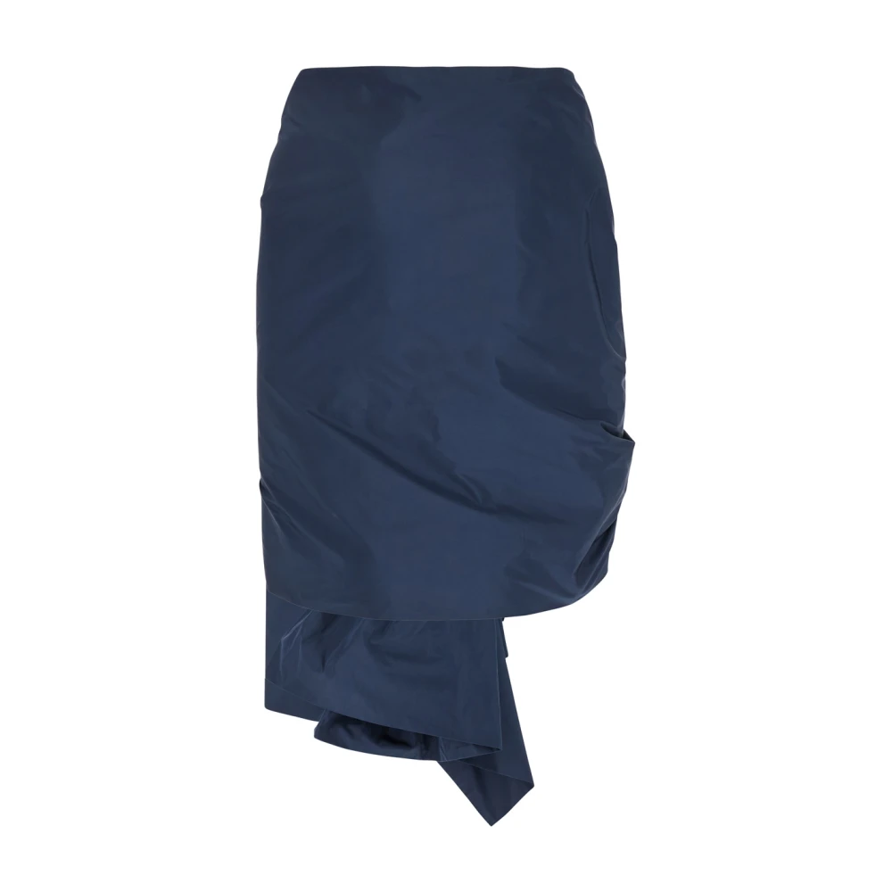 P.a.r.o.s.h. Blauwe Asymmetrische Cape met Knoopdetail Blue Dames
