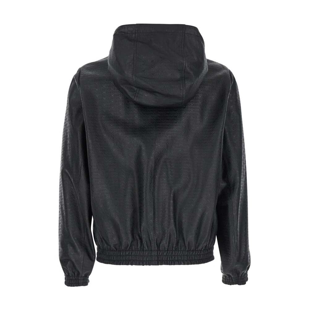 Emporio Armani Zwarte Omkeerbare Jas met Reliëf Logo Black Heren