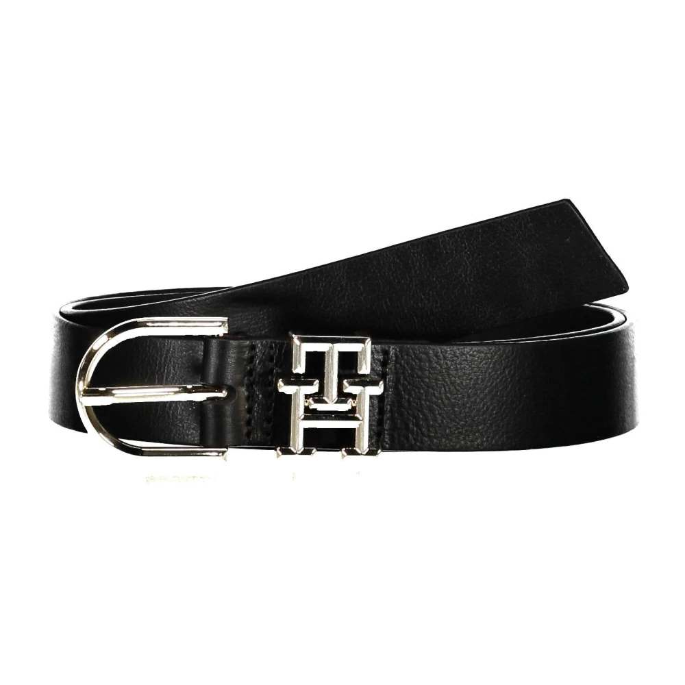 Tommy Hilfiger Zwarte Leren Riem met Metalen Gesp Black