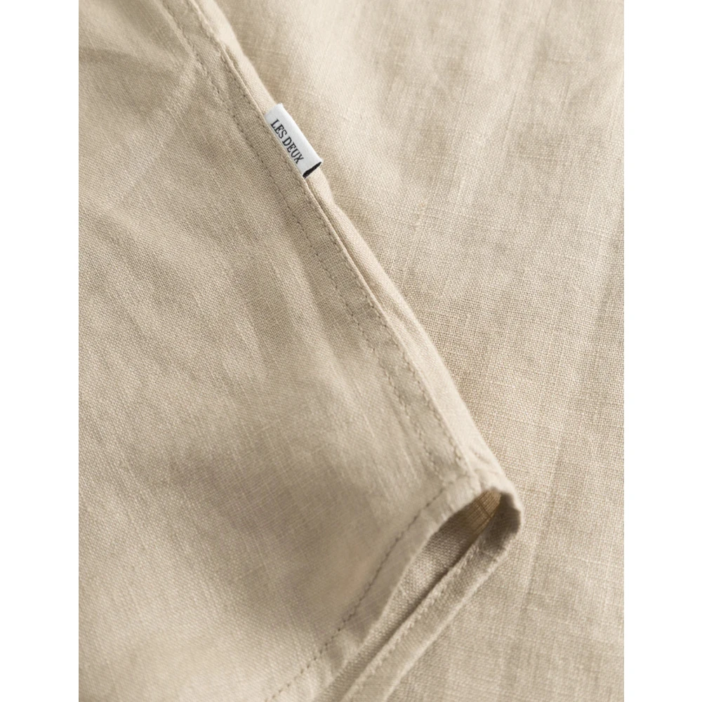 Les Deux Linnen korte mouwen overhemd Beige Heren