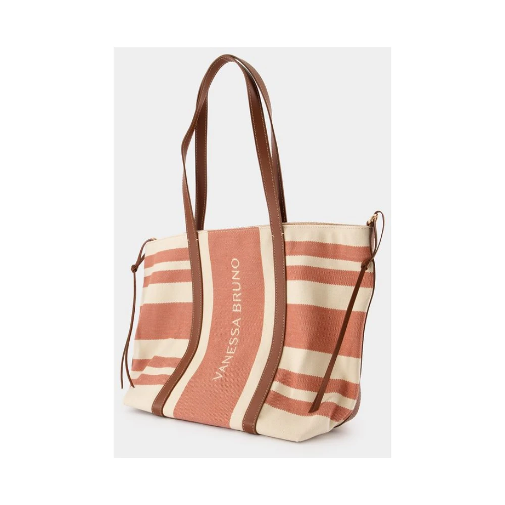 Vanessa Bruno Bruine Katoenen Shopper Tas Bordeaux Cognac Brown Dames