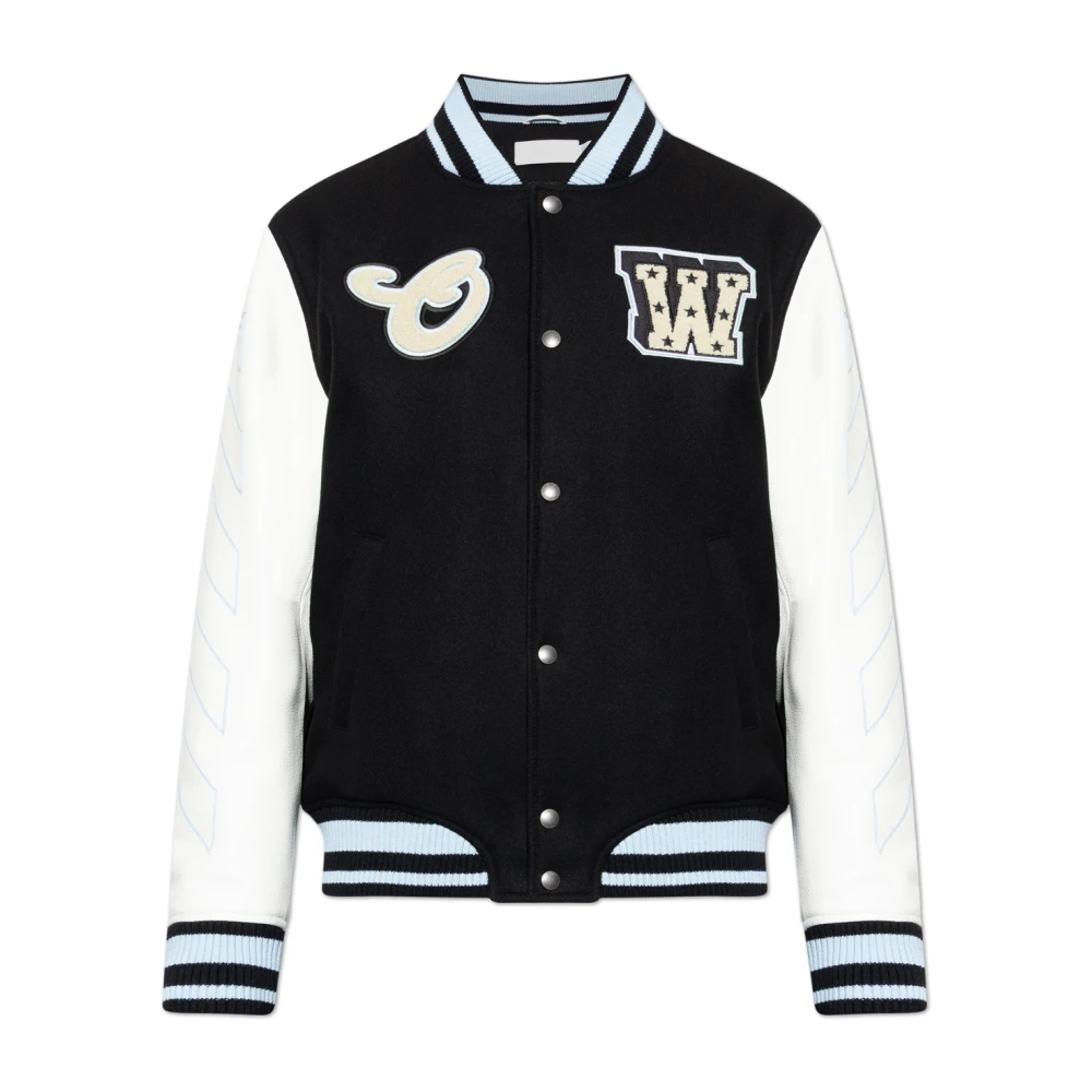 Off White Men's Black Bomber Jackets, M, Insulated Bomber Jacket