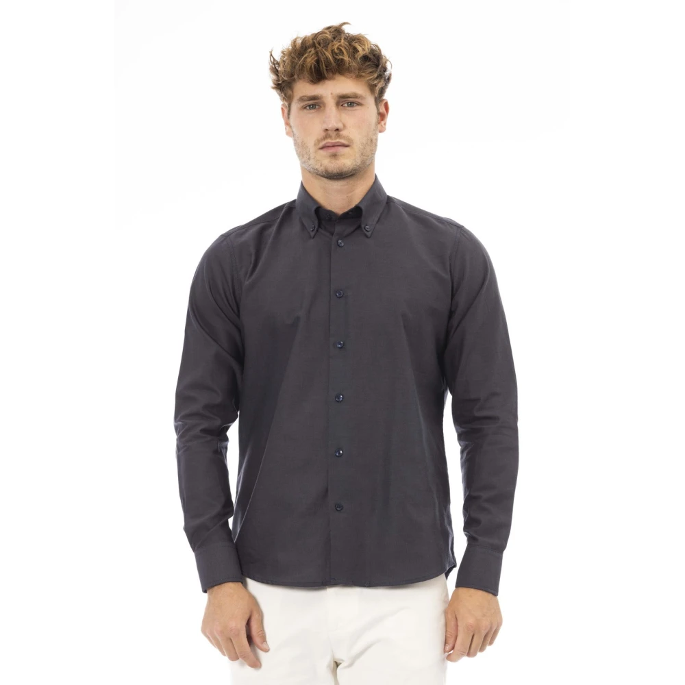 Baldinini Oxford overhemd met knoopsluiting Gray Heren
