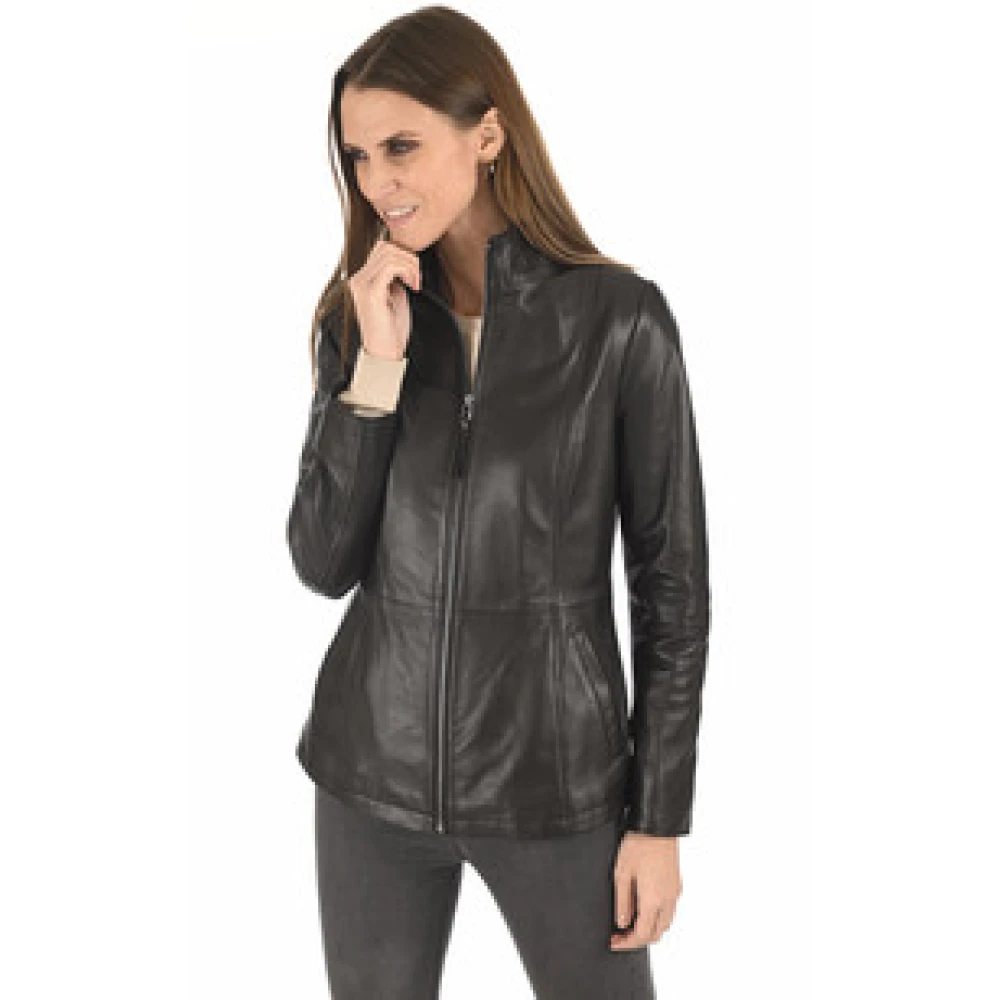 La Canadienne Zwarte Lam Leren Eco-Vriendelijke Vest Black Dames