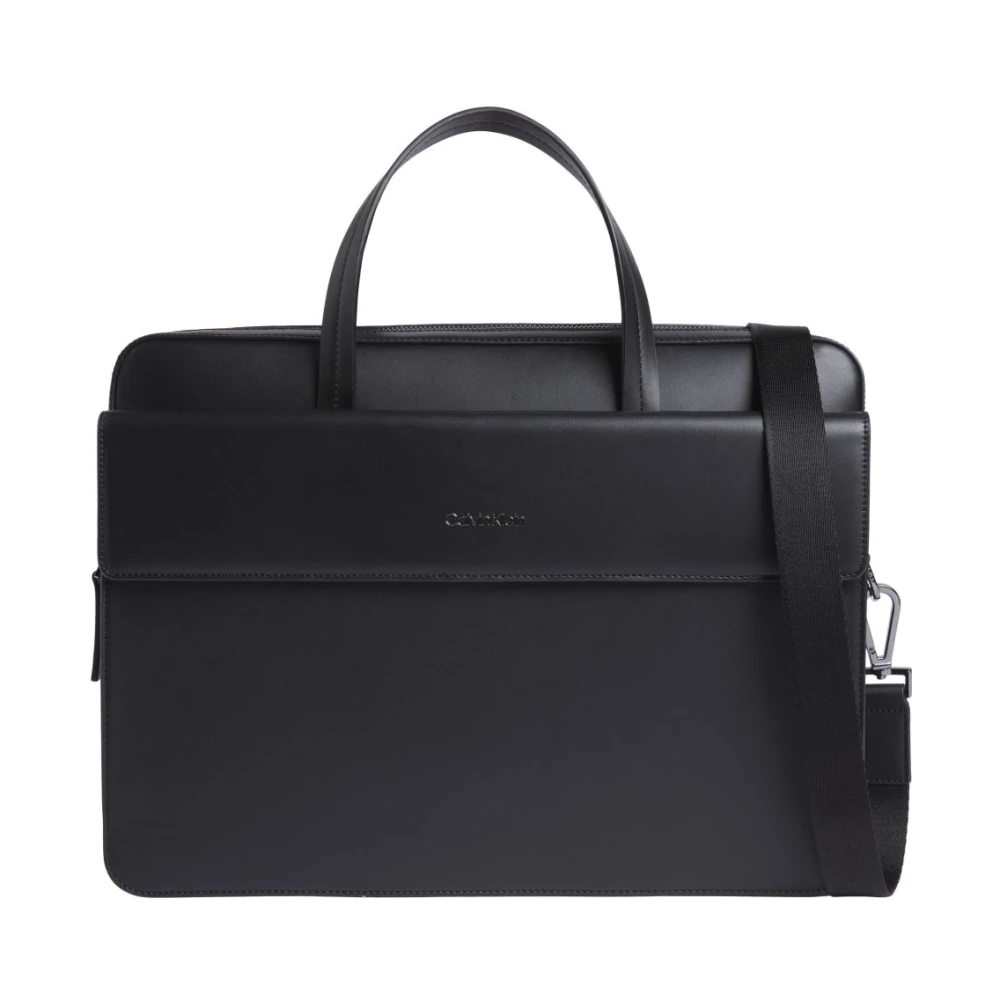 Calvin Klein Zwarte Verticale Lijnen Laptoptas Black Heren