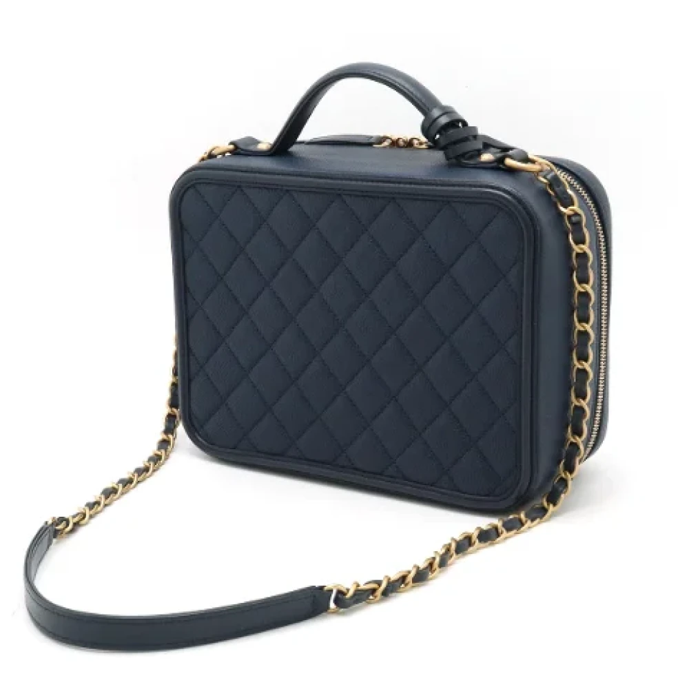 Chanel Vintage Pre-owned Leather handbags Blue Dames