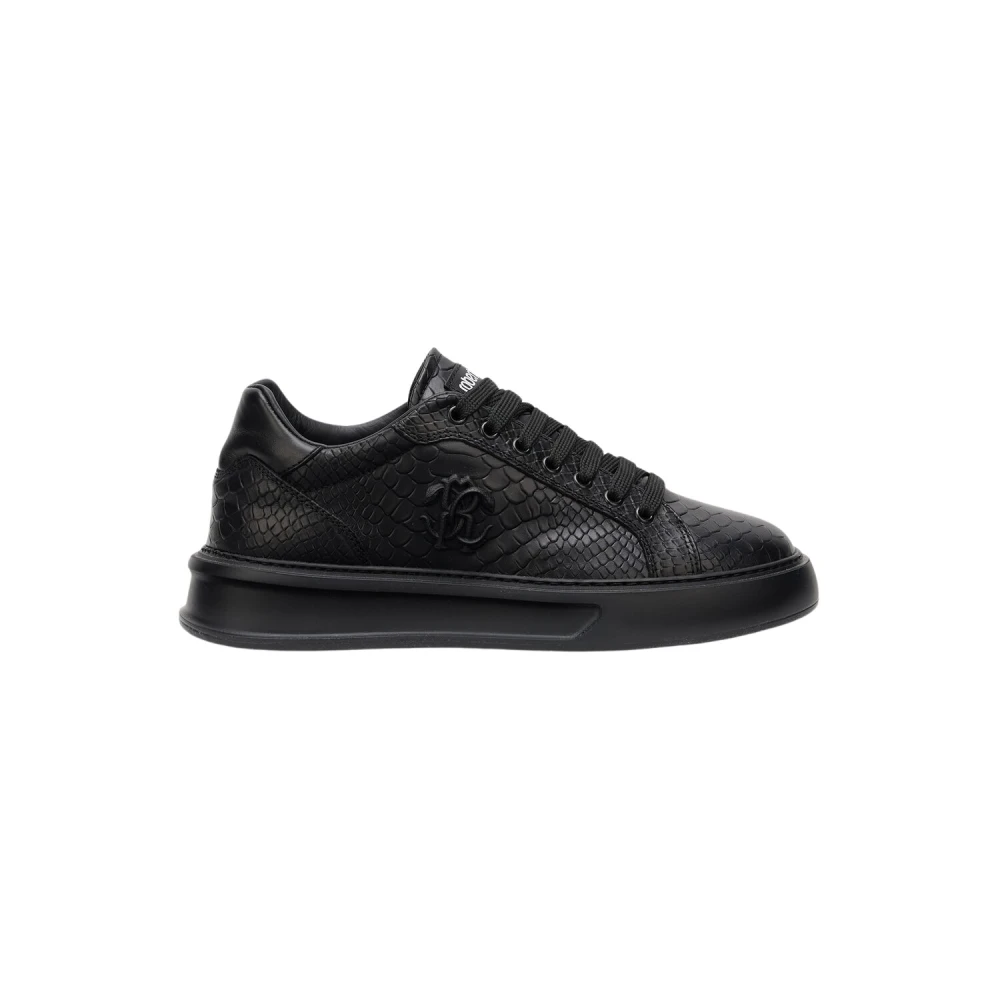 Roberto Cavalli Snake-Embossed Sneaker With Monogram RC Dames Schoenen Zwart