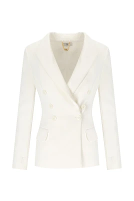 Ivory Crepe Double-Breasted Jacket