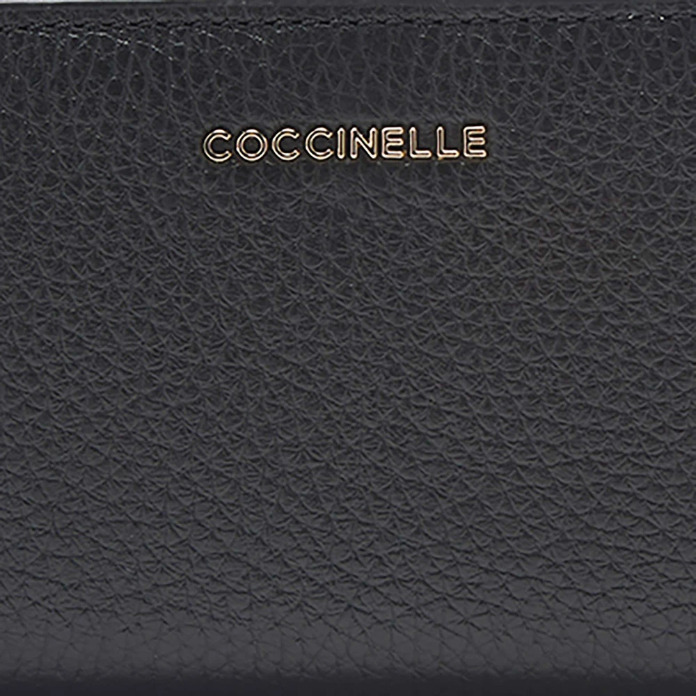 Coccinelle Zwarte leren portemonnee met rits Black Dames