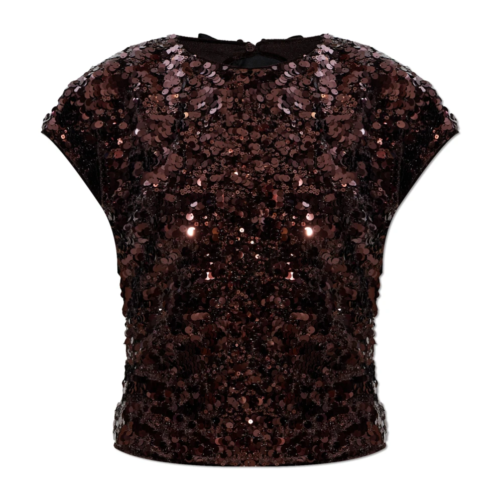 Ganni Women's Brown Open-Back Top