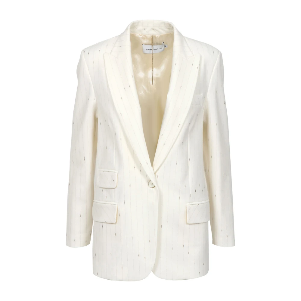 Simona Corsellini Pinstripe Wollen Jas White Dames