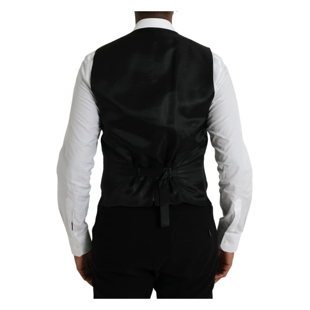 Dolce & Gabbana Zwarte Wol Formele Jurk Vest Black Heren