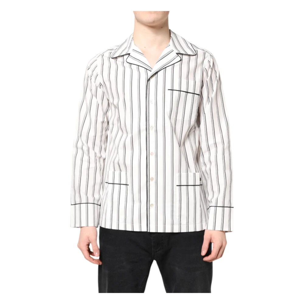 Dolce & Gabbana Men's White Stripes Lounge Pajama Sleepwear Shirt