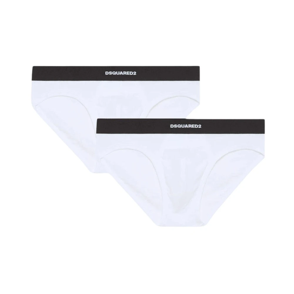 Dsquared2 Mannelijk Wit Ondergoed Heren, 3XL, Katoen, Katoenen Elastische Taille 2-Pack Ondergoed