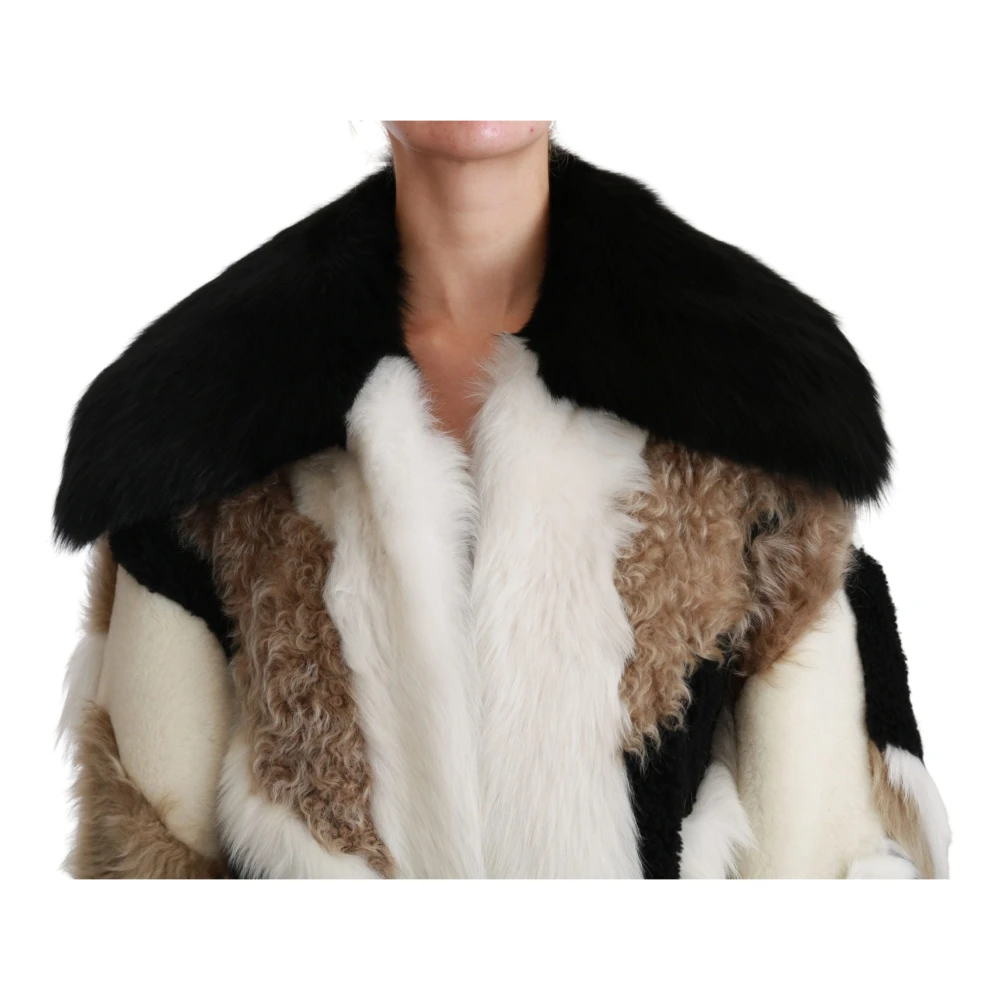 Dolce & Gabbana Multicolor Shearling Cape-Mantel Multicolor Dames