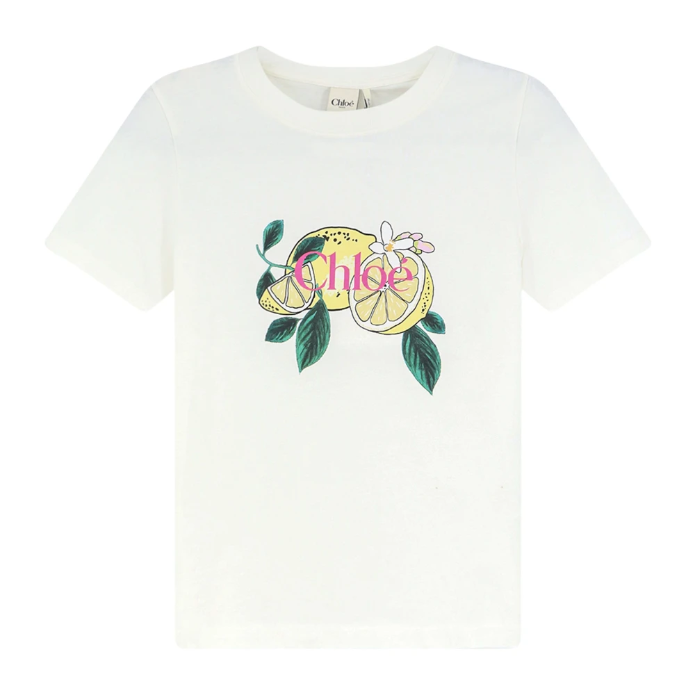Chloé T-Shirts, Female, S, Lemon-Print Cotton T-Shirt White