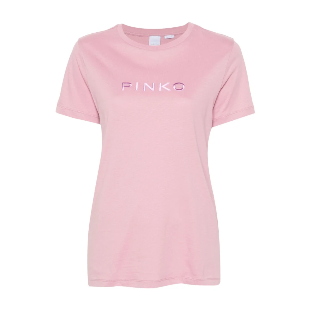 Pinko Geborduurd Logo Roze T-shirts en Polos Pink Dames