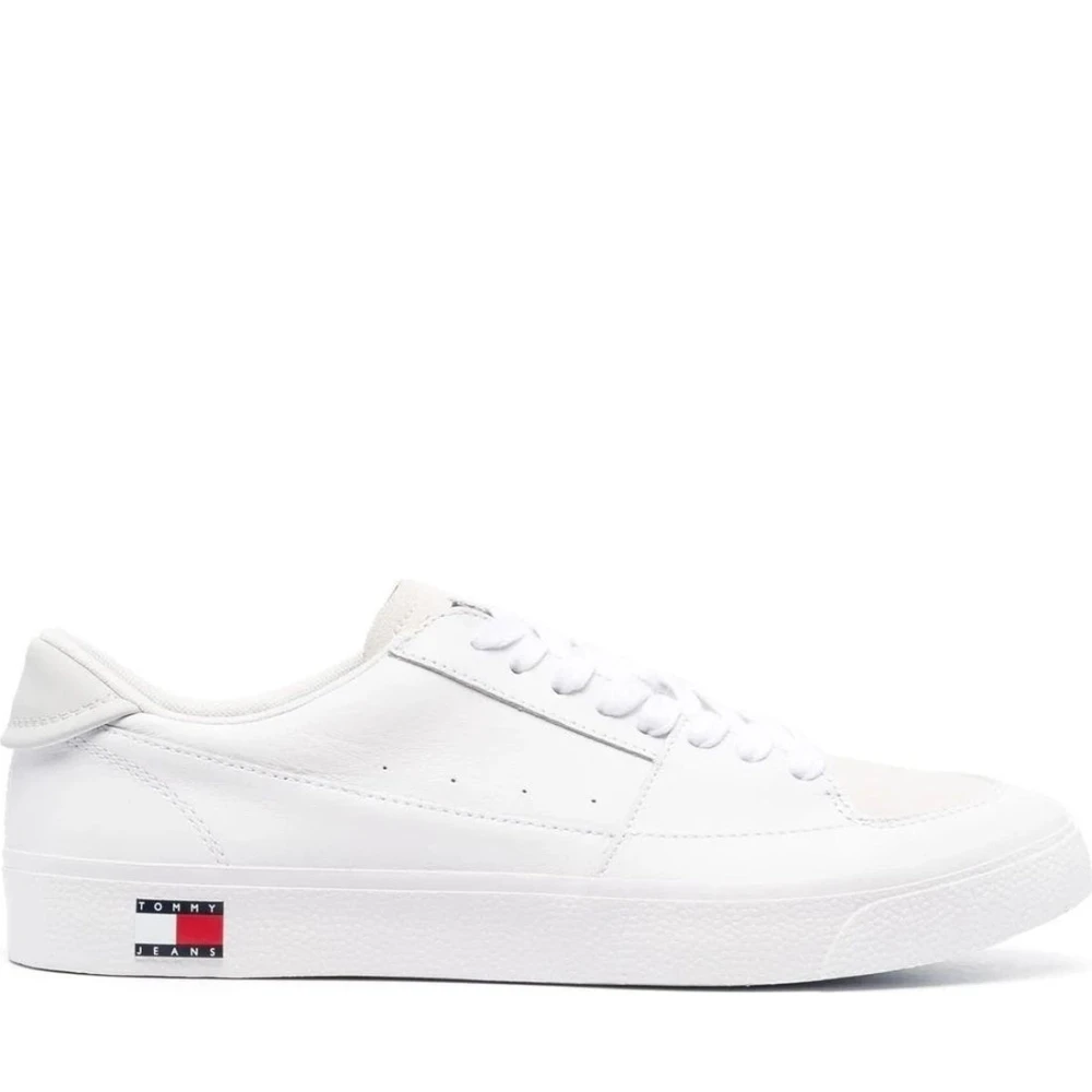 Tommy Jeans White Leather Trainers For Men - Male - Sneakers - White - 8 Uk - Shoes