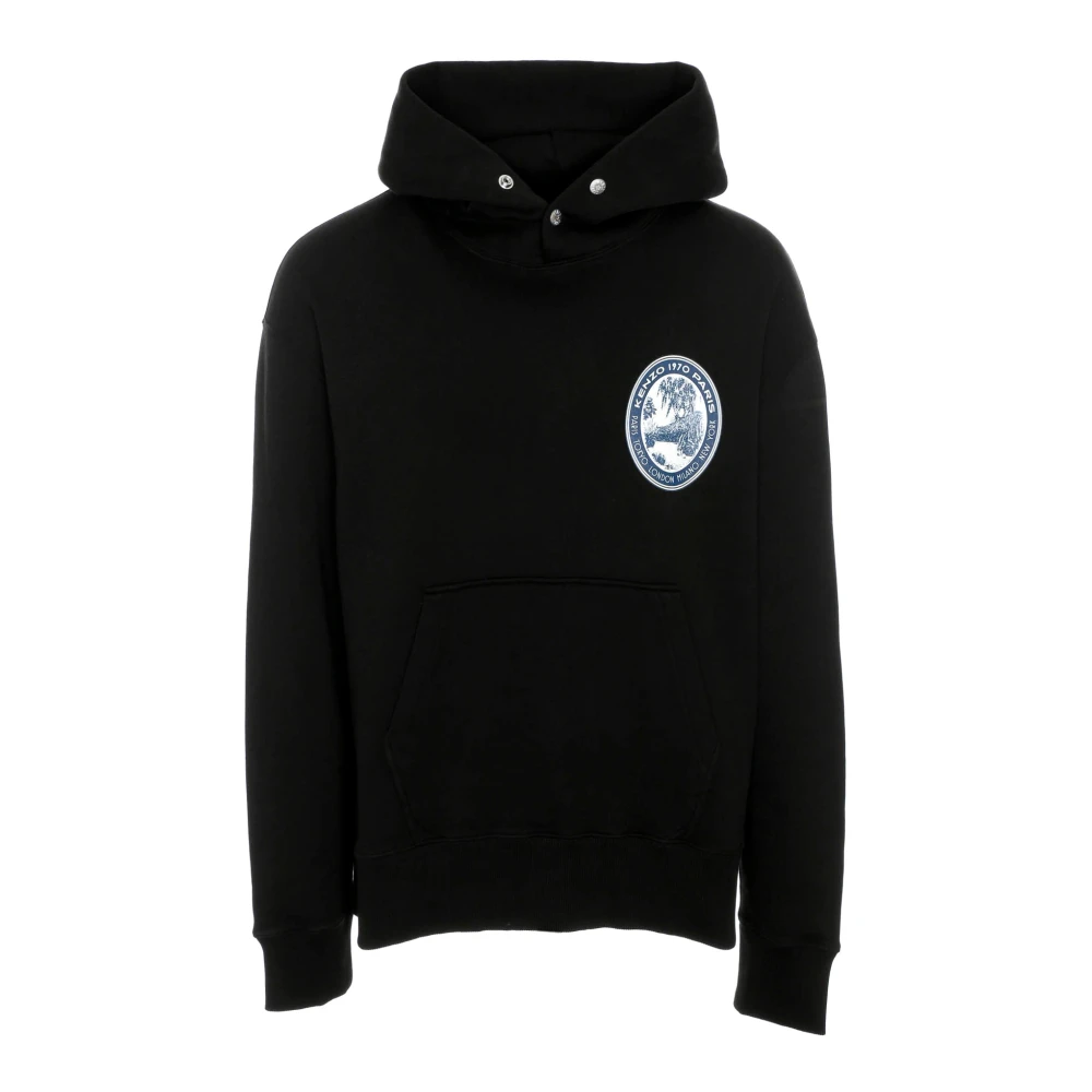 Kenzo Oversize Hoodie met Tiger Patch Black Heren