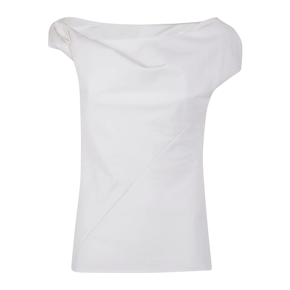 Entire Studios Women's White Asymmetrical Drape Top