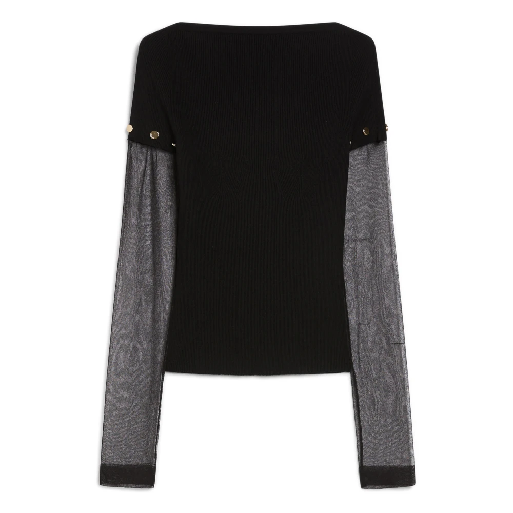 SPORTMAX Zwarte Truien met Boothals Black Dames