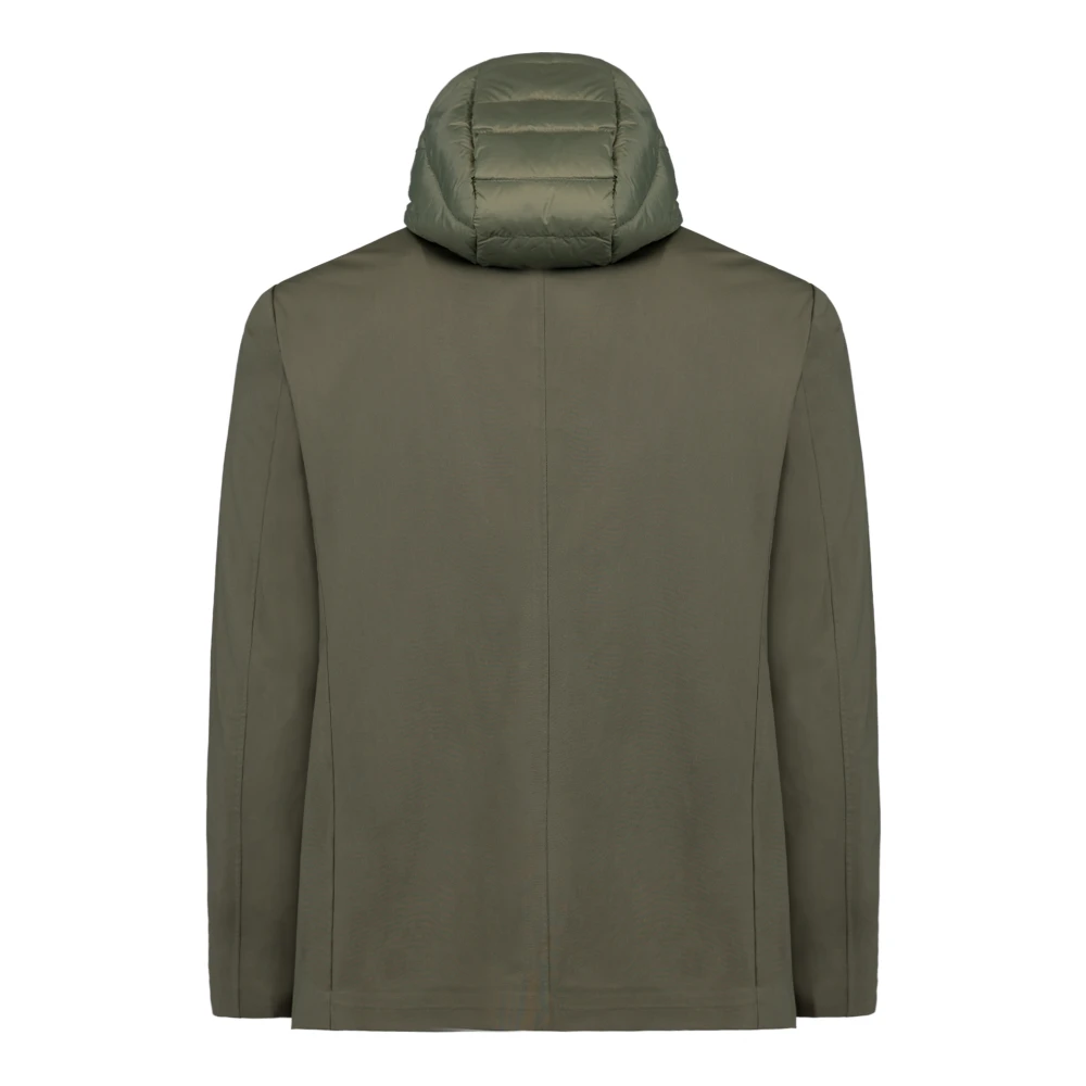 People of Shibuya Rubber Effect Twee-Knoop Technische Jas Green Heren