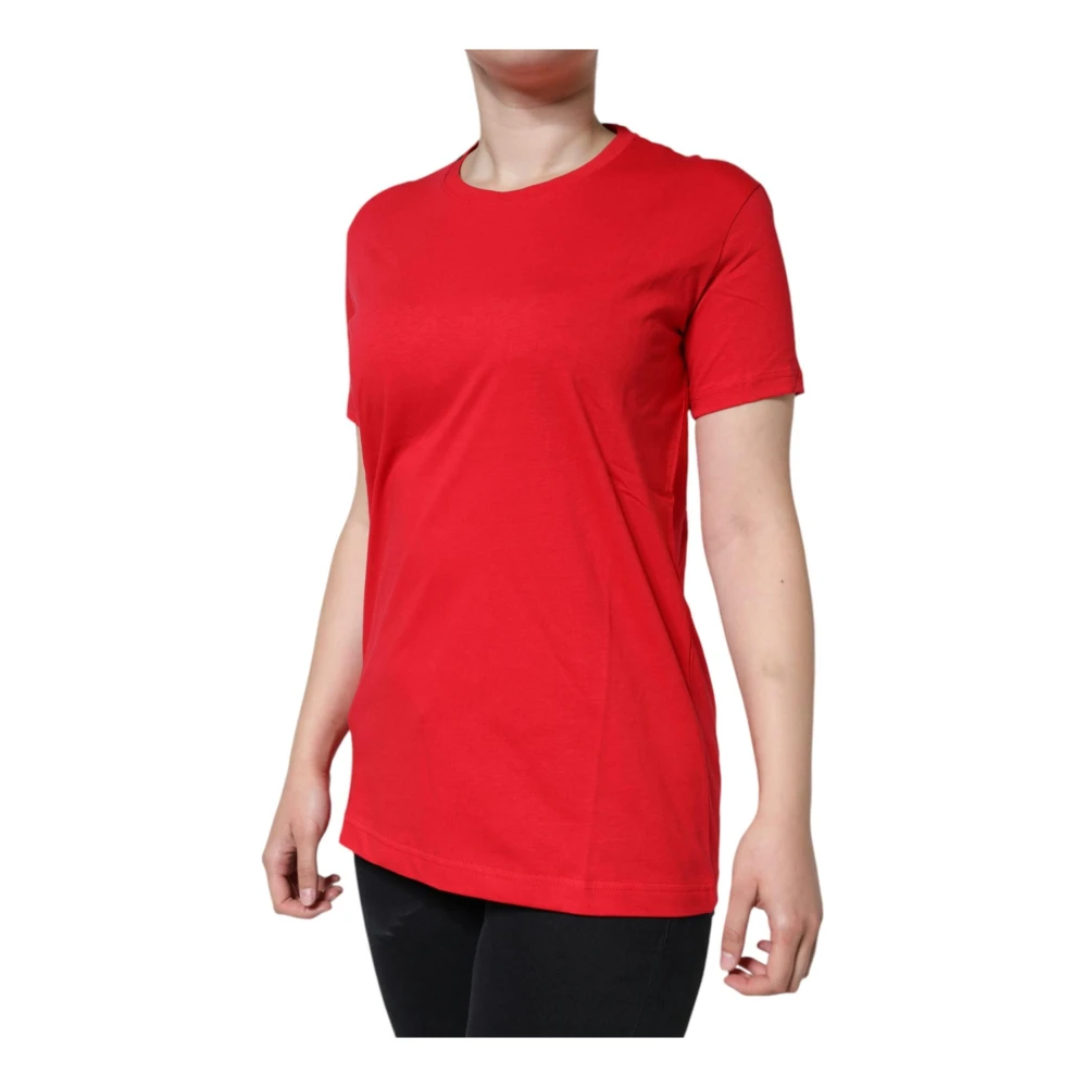 Dolce & Gabbana Rode Katoenen Logo T-shirt voor Vrouwen Red Dames