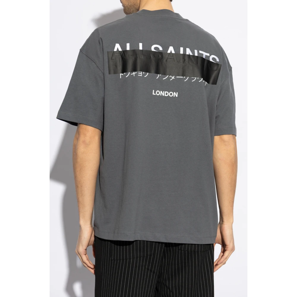 AllSaints Redact Oversize T-shirt Gray Heren