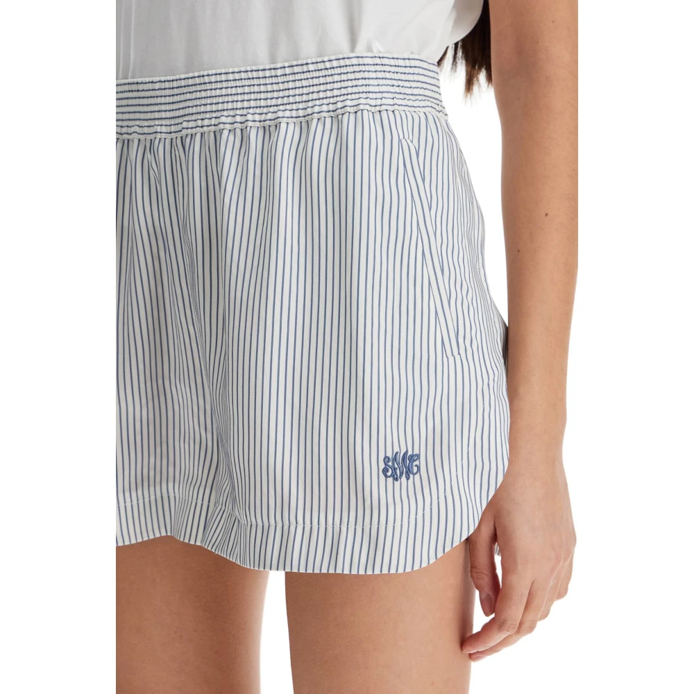 Stella Mccartney Gestreepte zijden shorts met geborduurd detail White Dames