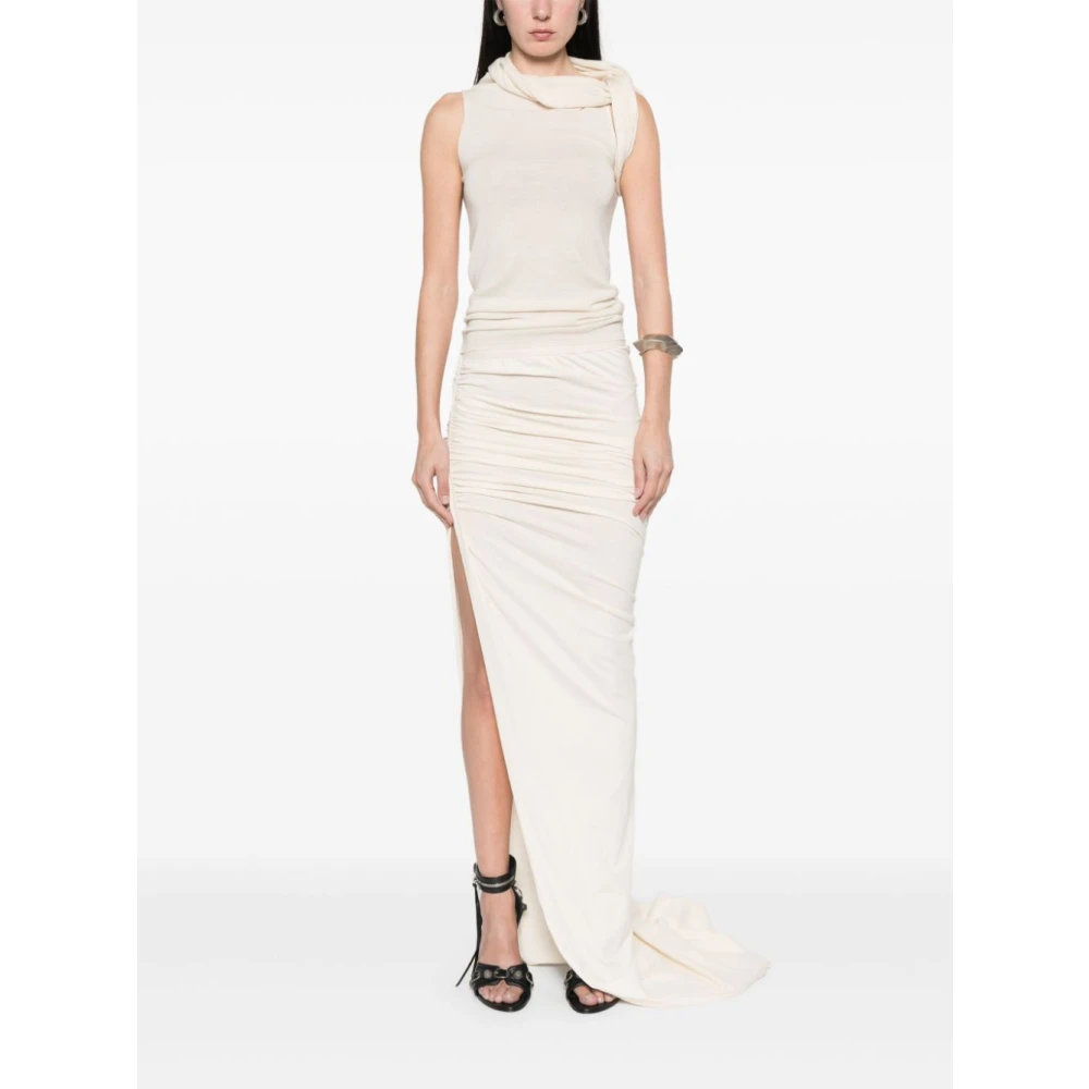 Rick Owens Asymmetrische Top zonder Mouwen met Halslijn Beige Dames