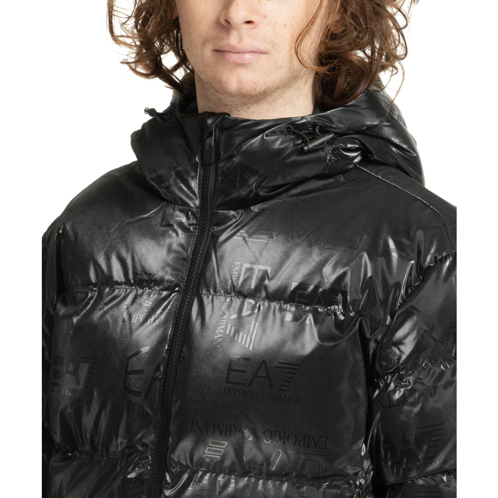 Emporio Armani EA7 Logo Snap-Zip Donsjas Black Heren
