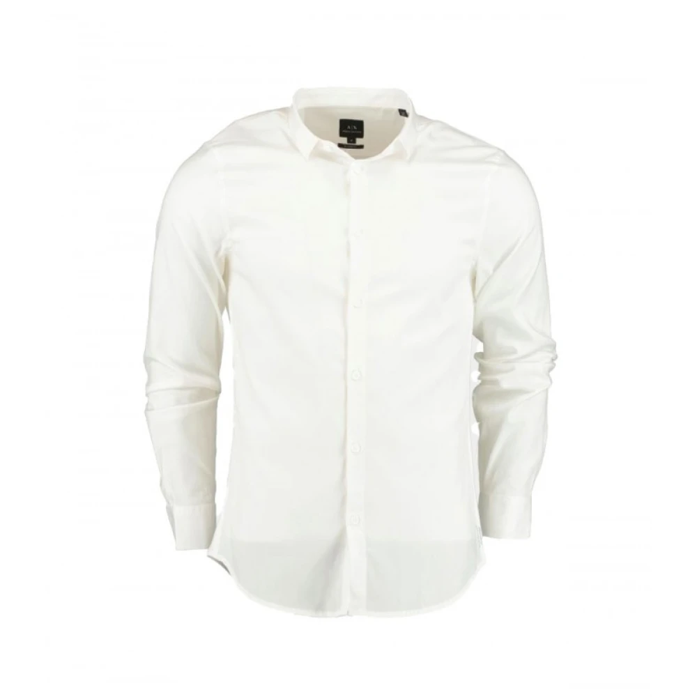 Armani Elegante Overhemd met Lange Mouwen White Heren