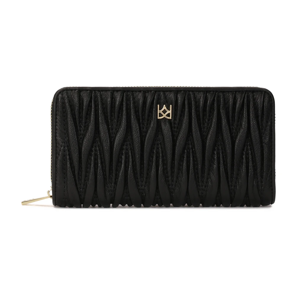 Kazar Grote leren portemonnee met een opvallende vouw Black Dames