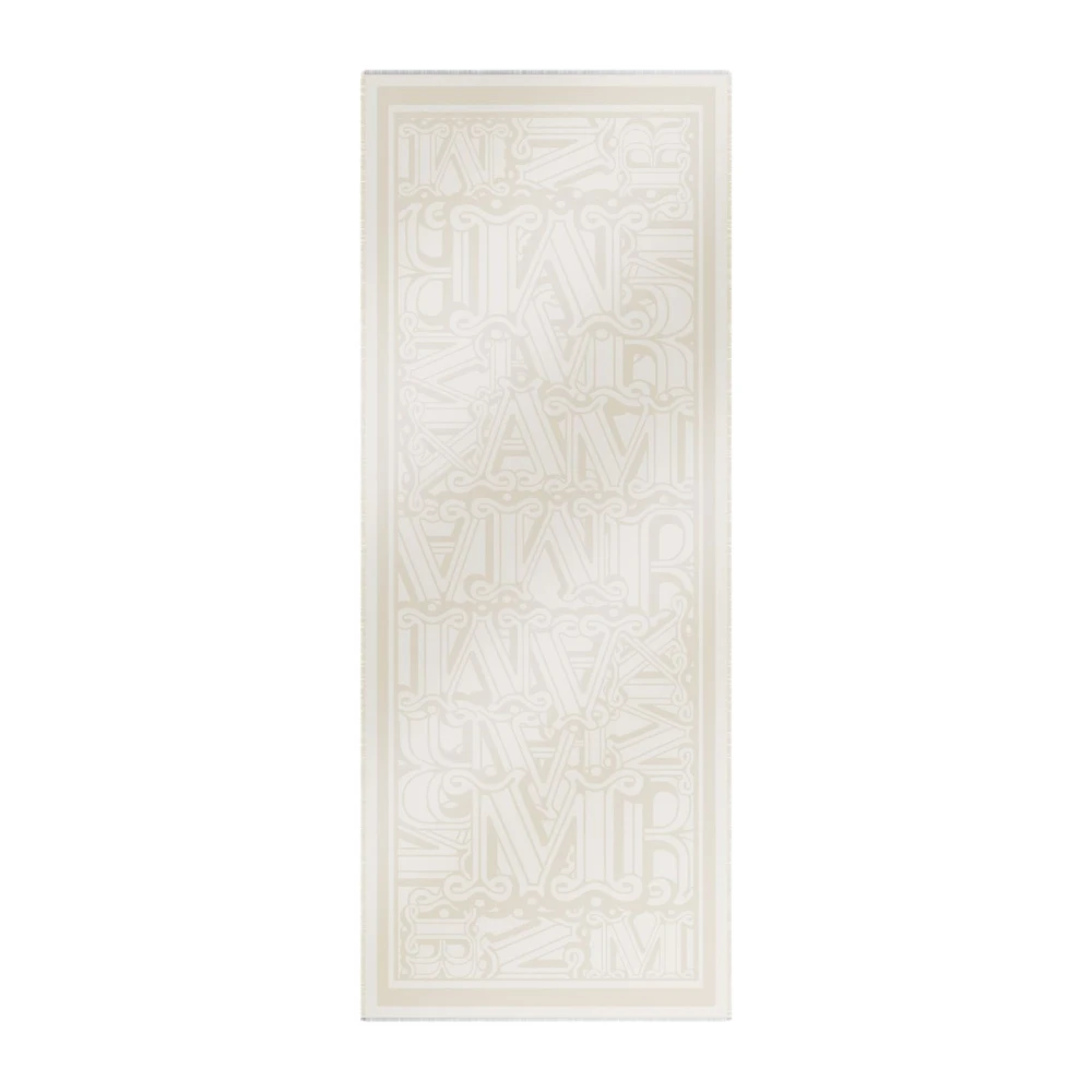 Max Mara Elegante Zijdeblend Sjaal met Monogram Beige Dames