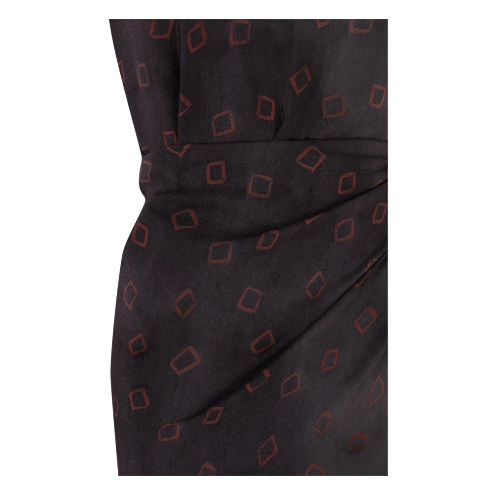 Cortana Zijden Omslagjurk Aquarelprint Black Dames