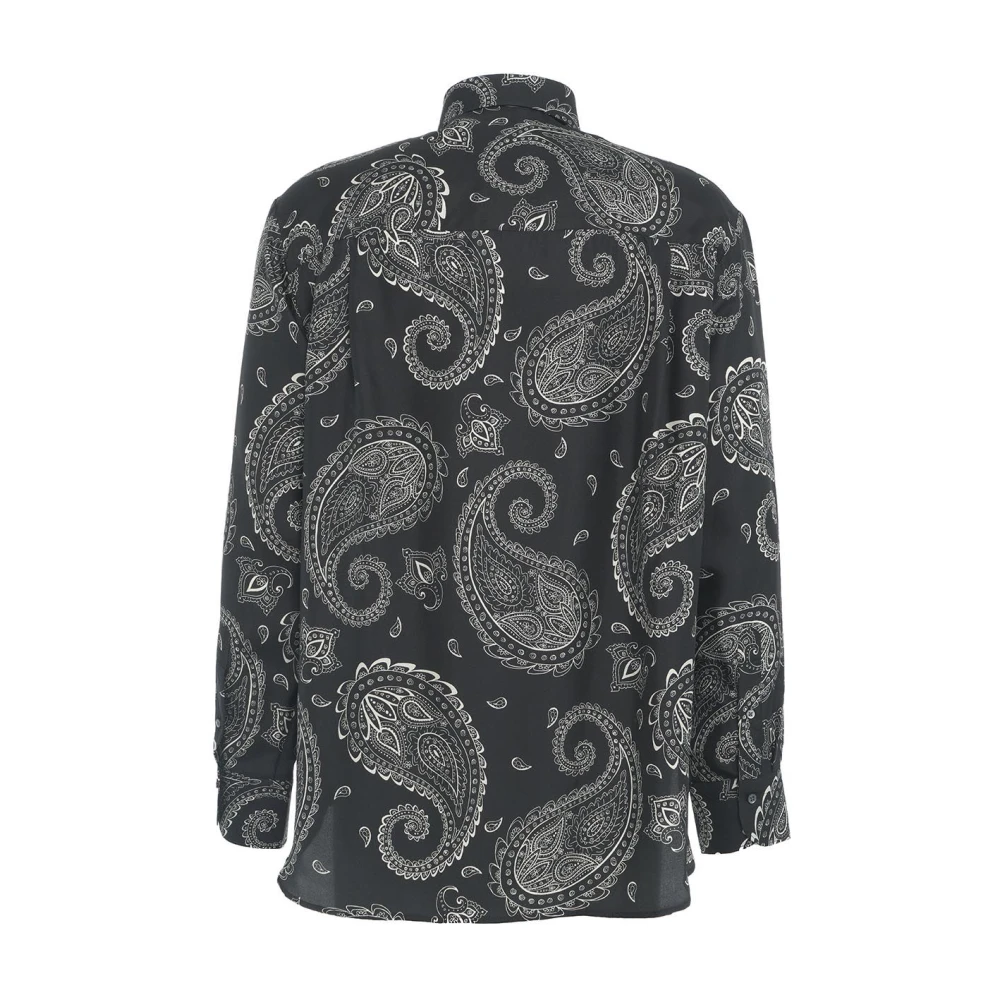Robert Friedman Elegante zwarte zijden blouse met paisley Black Heren