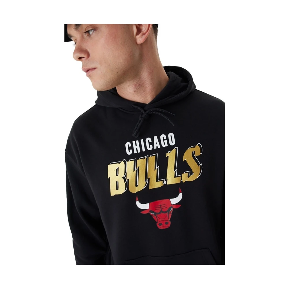 new era Zwarte Bulls Team Script Hoodie Black Heren