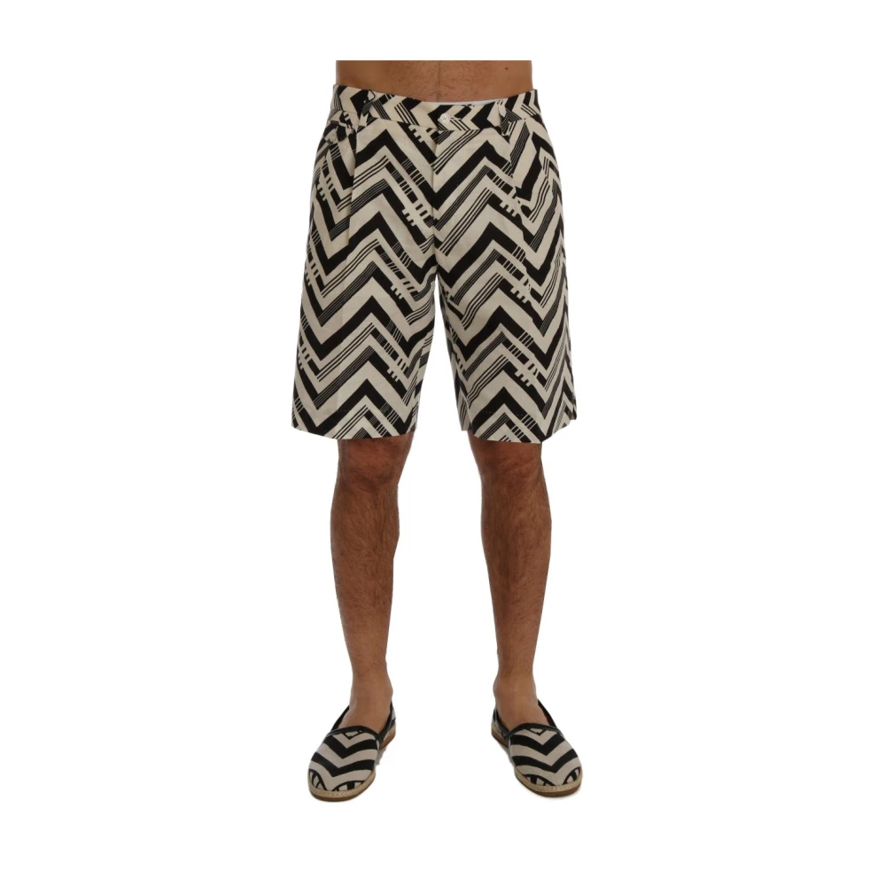 Dolce & Gabbana Gestreepte Casual Kniehoge Shorts Black Heren