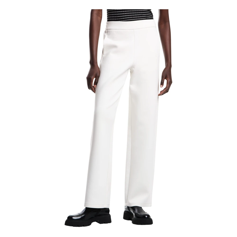 Emporio Armani Mannelijk Wit Broeken Heren, M, Relaxed-Fit Broek Met Logo-Borduursel
