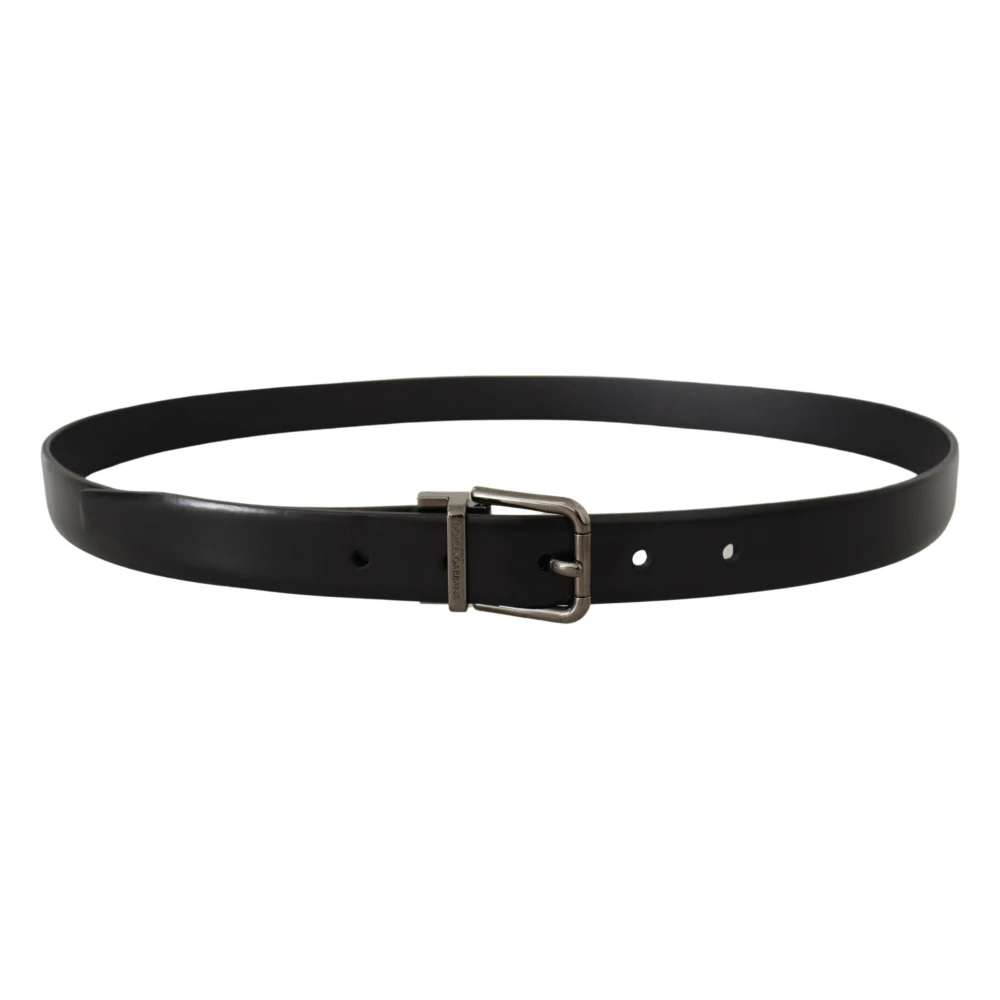 Dolce & Gabbana Stijlvol Zwart Leren Riem met Metalen Gesp Black Dames