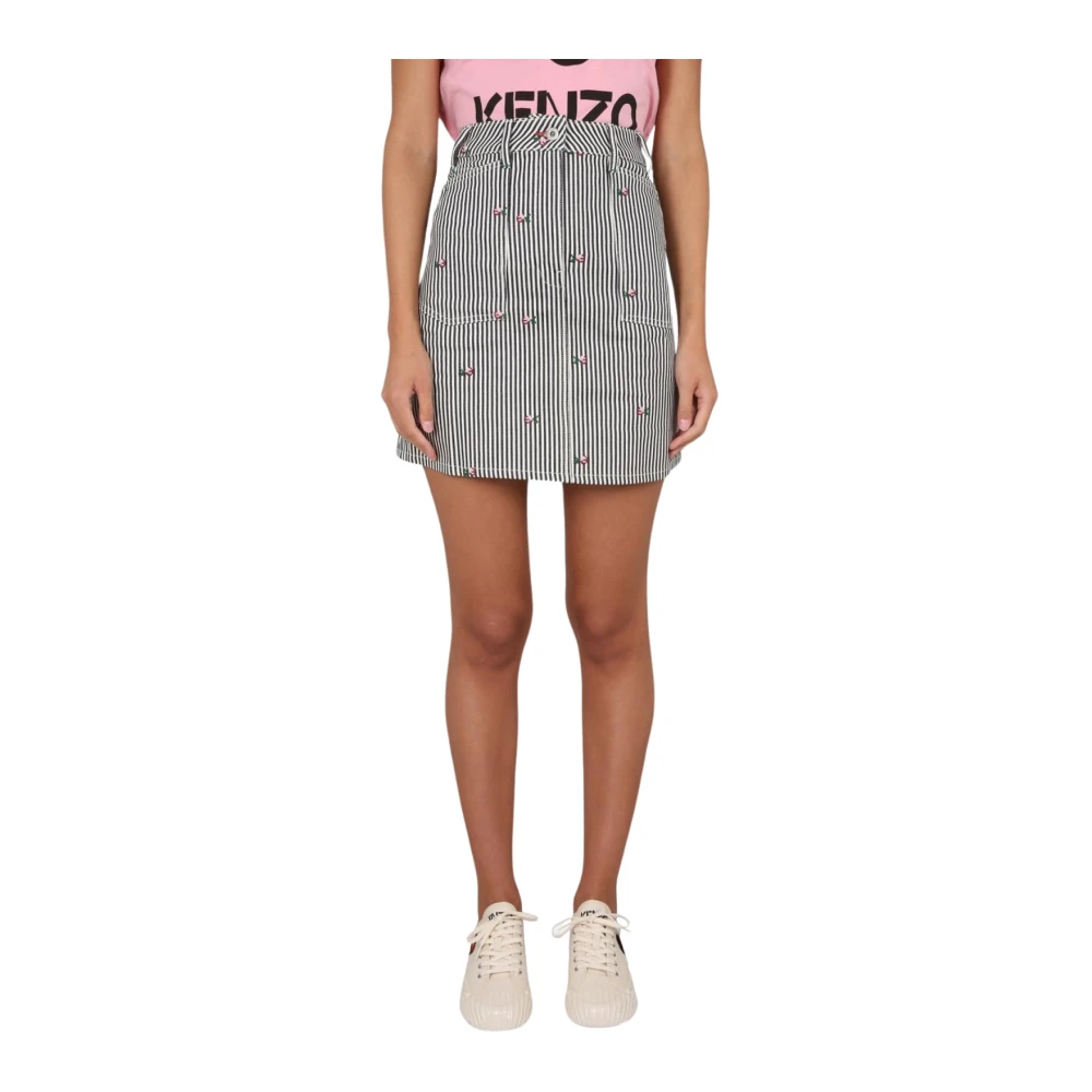 Kenzo Women's Striped Denim Mini Skirt