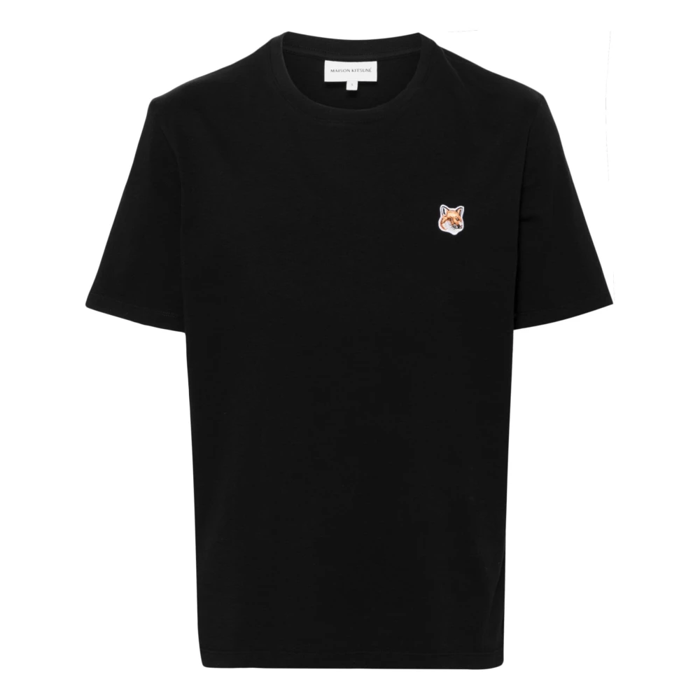 Maison Kitsuné Fox motief katoenen t-shirt Black Heren