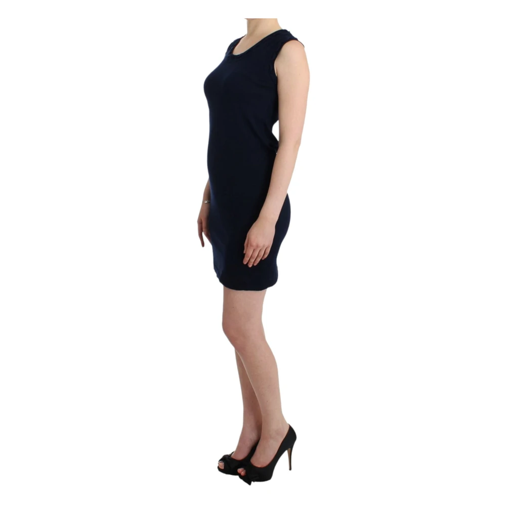 John Galliano Blauwe Katoenen Knielange Jurk Blue Dames