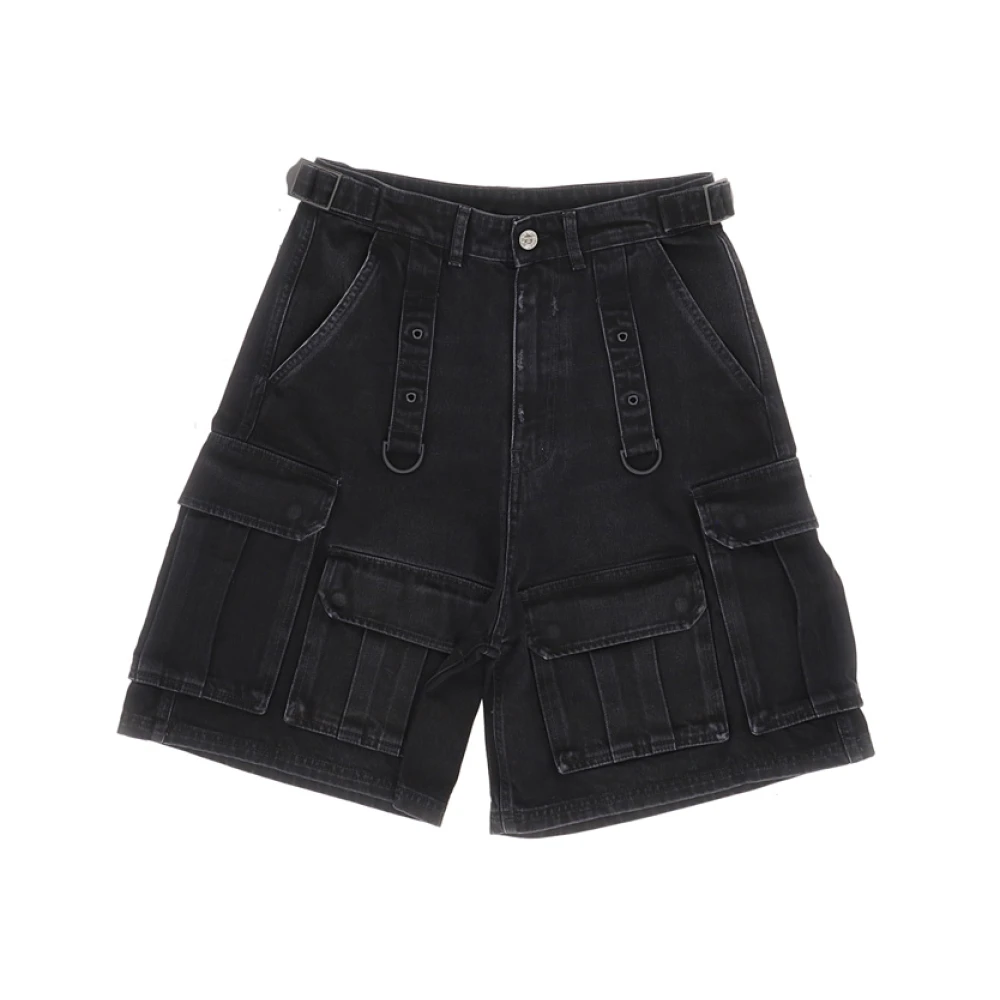 Vetements Cargo Denim Shorts met Multipockets Black Dames