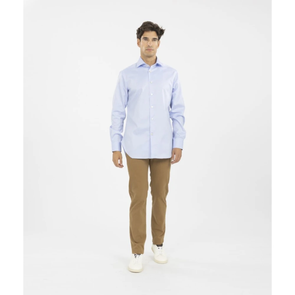 Kiton Italiaans Katoenen Overhemd Blue Heren