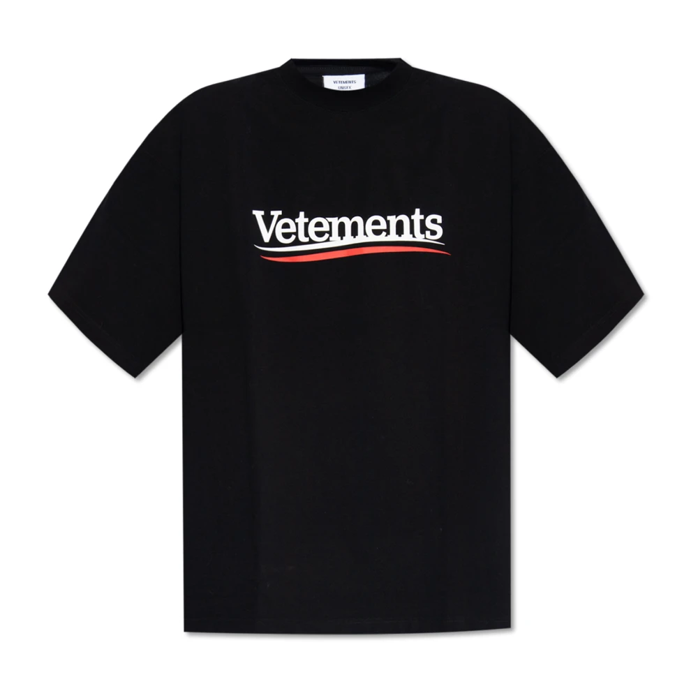 Vetements Zwarte T-shirts en Polos met Logo Print Black Heren