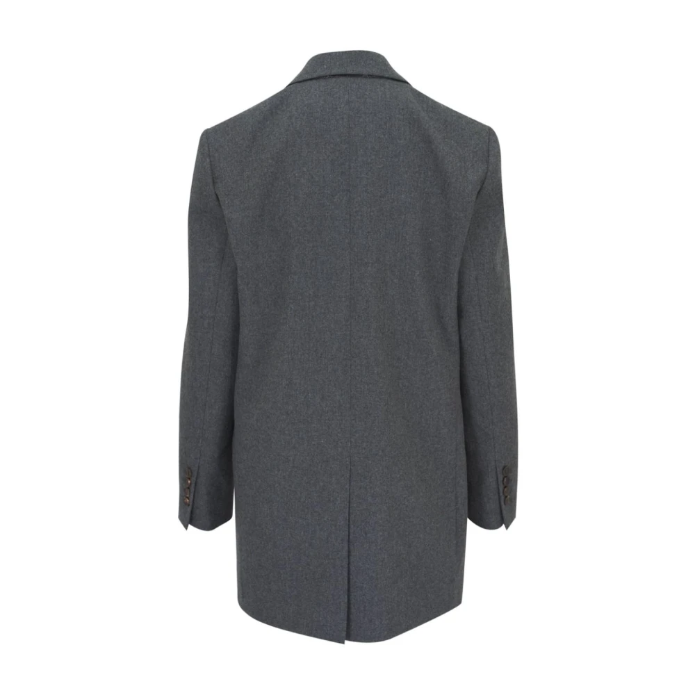 BRUNELLO CUCINELLI Grijze Flanellen Blazer Gray Dames