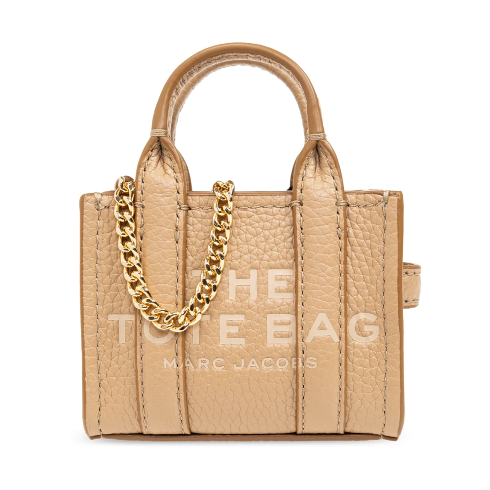 Marc Jacobs Bruin Leren Sleutelhanger met Gouden Ketting Brown Dames